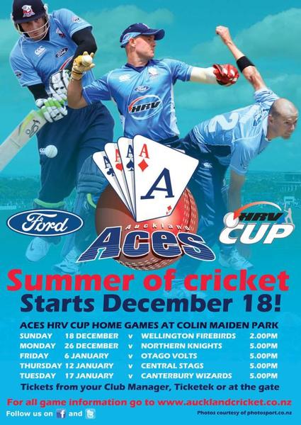 Auckland Aces HRV Cup Schedule 2011/12